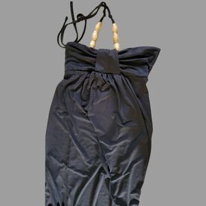 Impress Halter Maxi Dress Small Wooden Beads Black